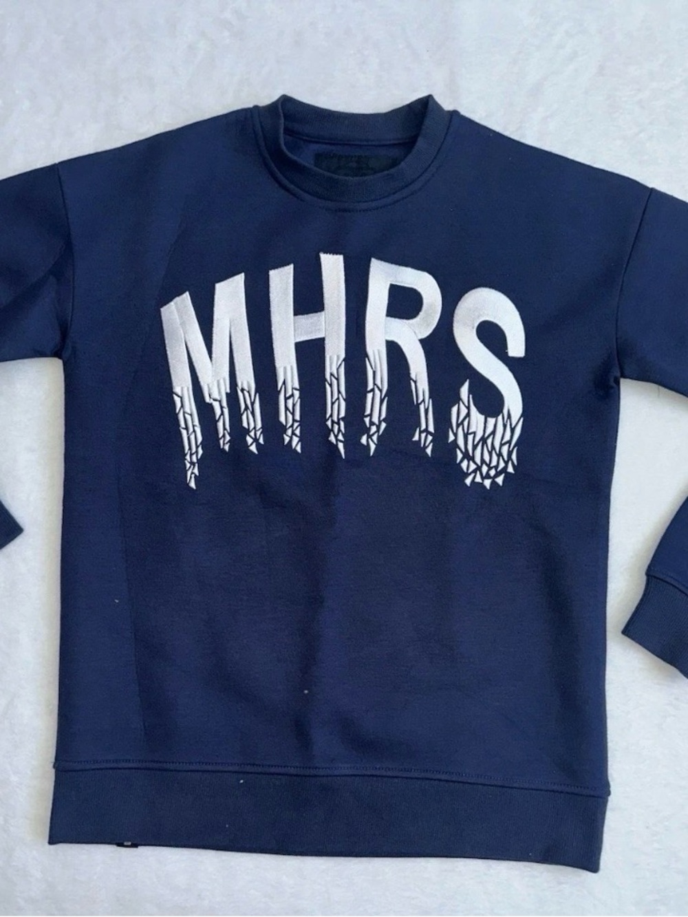 Mostly Heard Rarely Seen Navy Blue Pullover Sweatshirt Small S Mens Embroidered